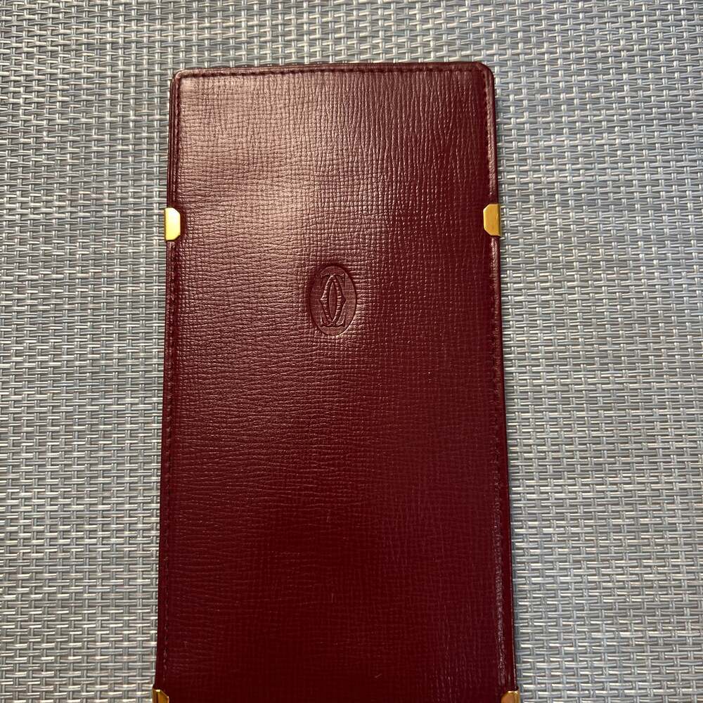 Vintage Must de Cartier Burgundy Leather Glasses Case with Gold Hardware